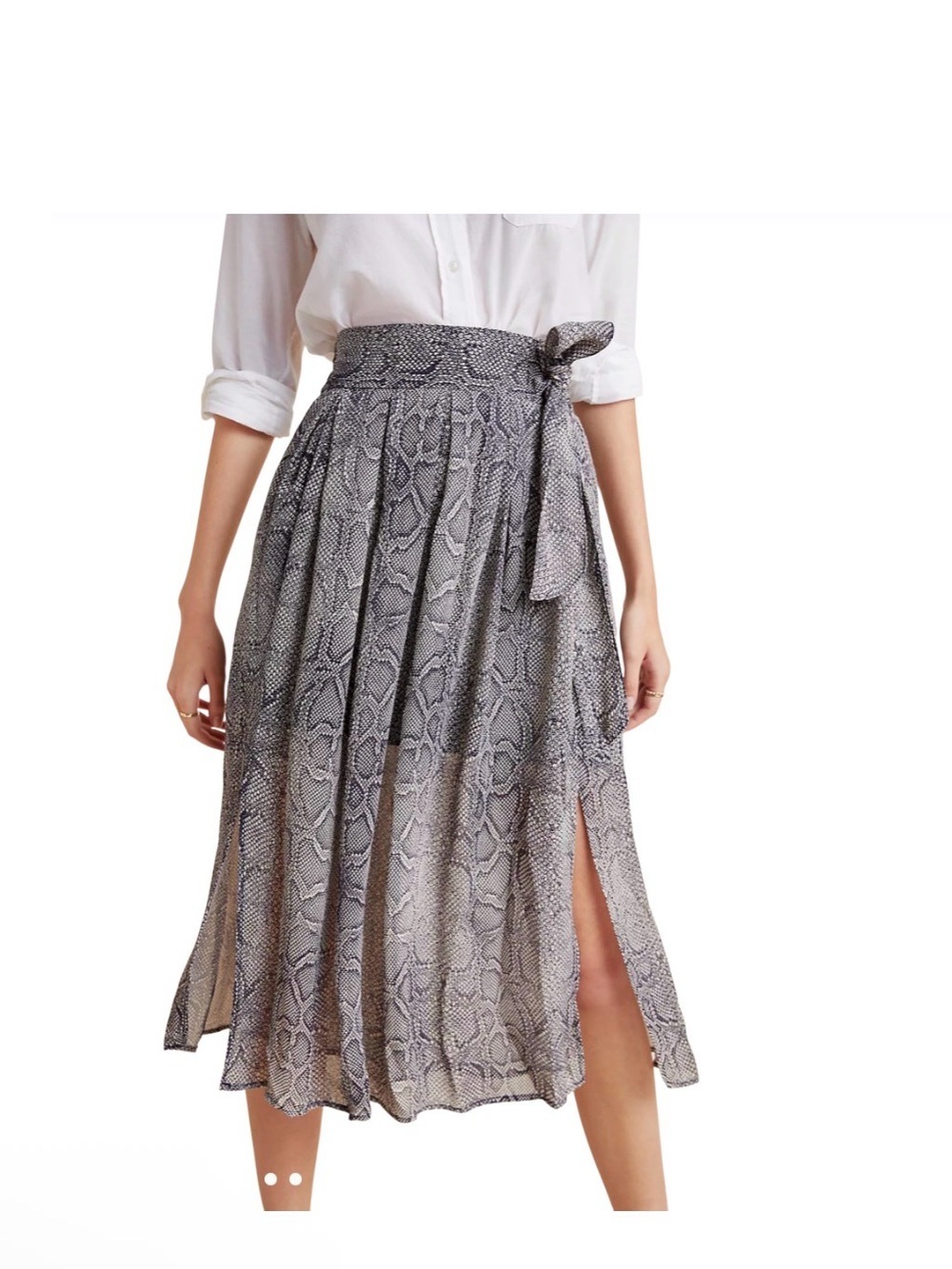 Anthropologie Gray Snake-Print Annette Midi Skirt with Side Slit Women’s Size 6